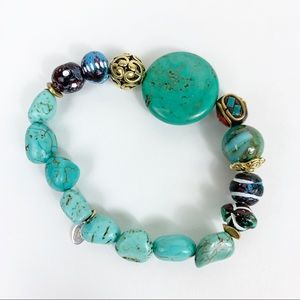 Turquoise Clay Howlite Bead Stretch Bracelet